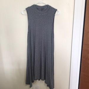 Black and white striped cotton dress